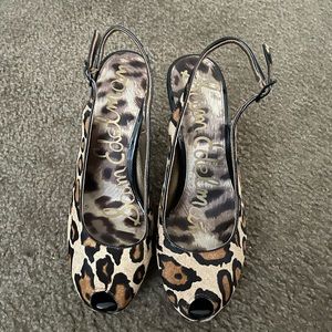 Sam Edelman Leopard Print Peep Toe Heels
